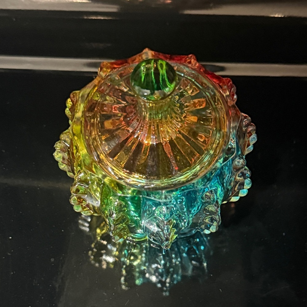 Vintage Carnival Hobnail glass Candy Dish trinket jar - Picture 2 of 16